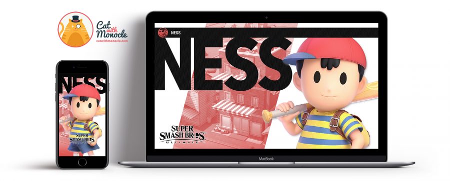 Super Smash Bros Ultimate Ness Wallpapers - Cat with Monocle