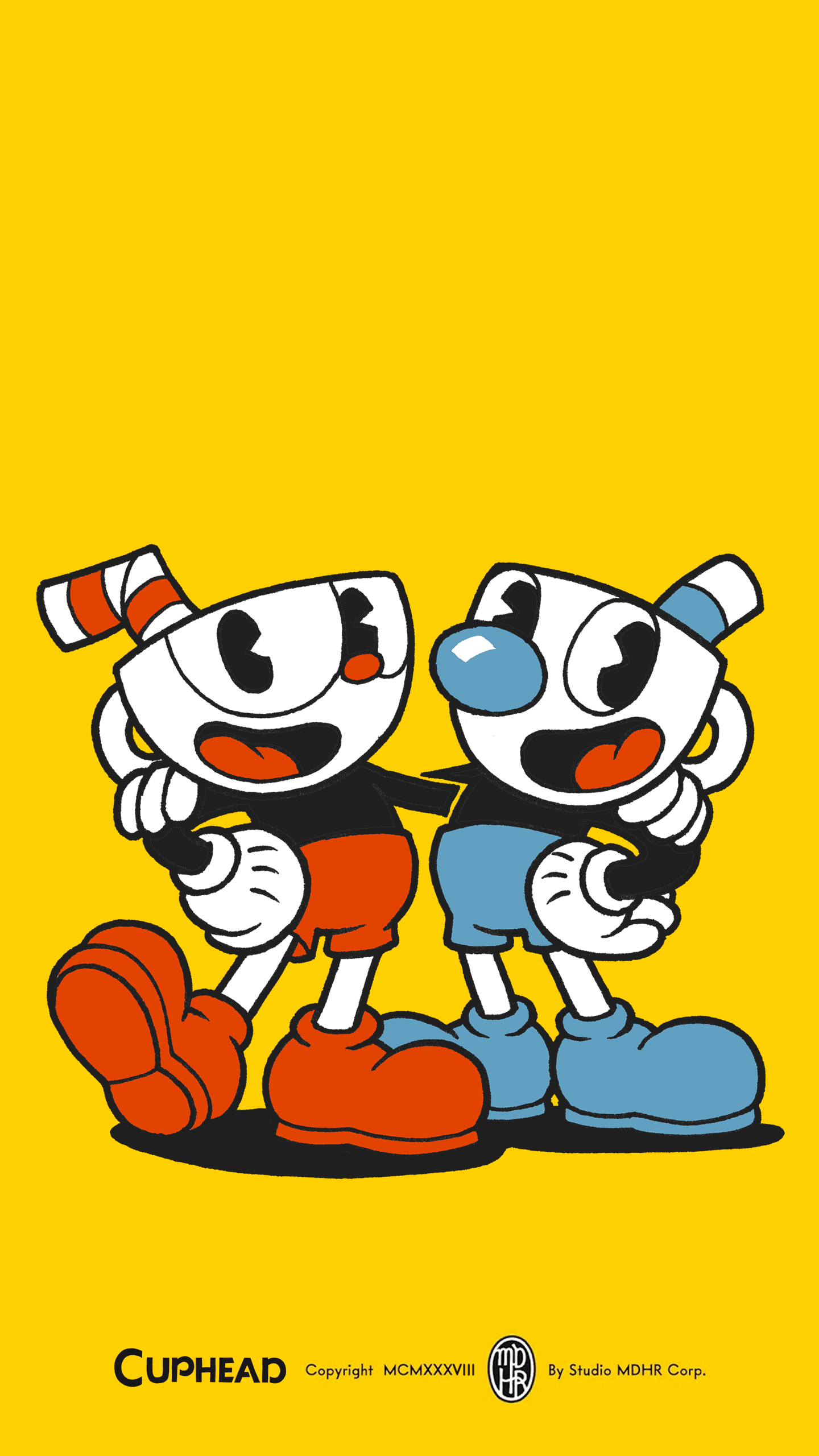 Cuphead and Mugman Color Wallpaper | Cat with Monocle