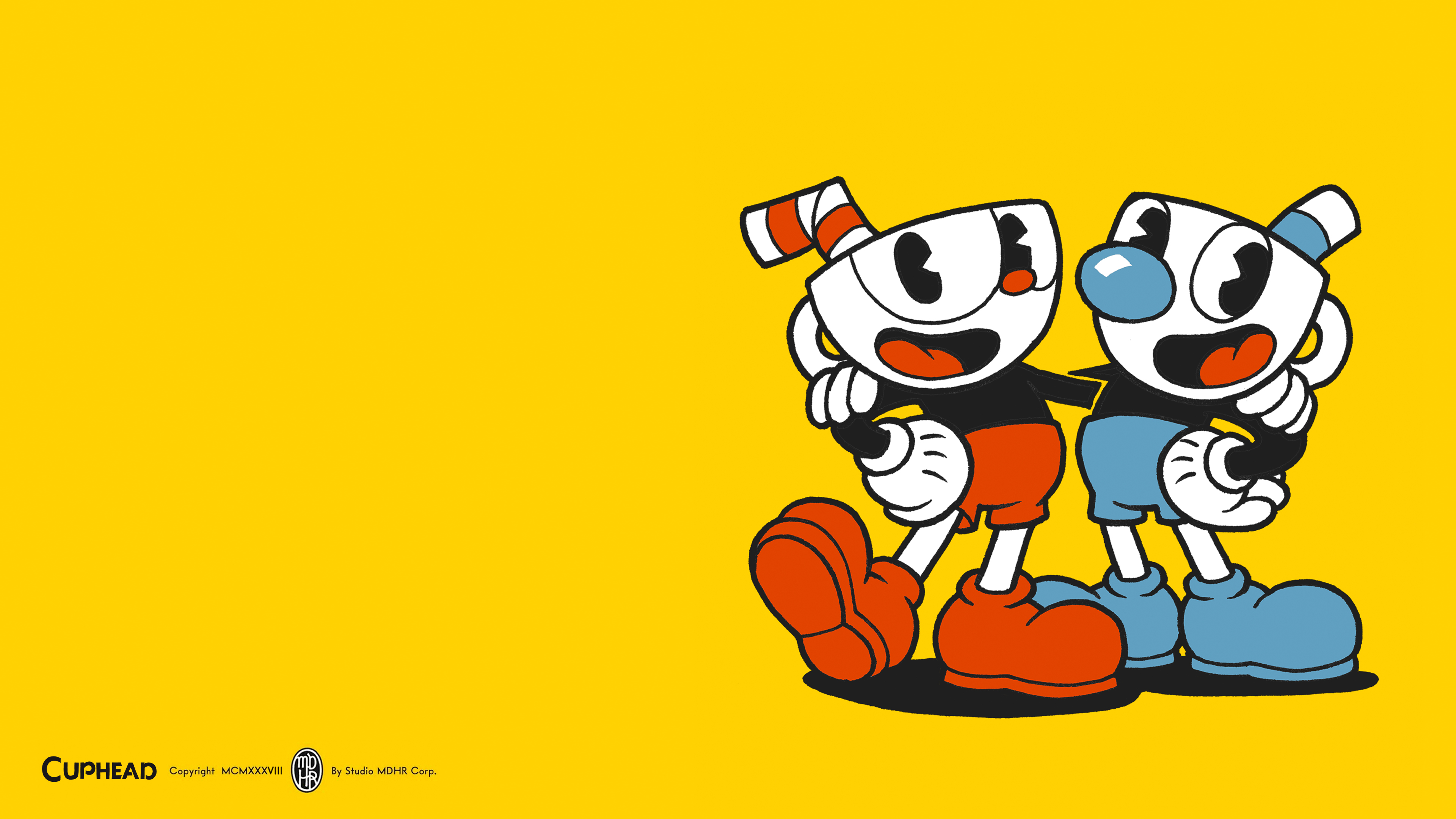 Cuphead And Mugman Color Wallpaper Cat With Monocle
