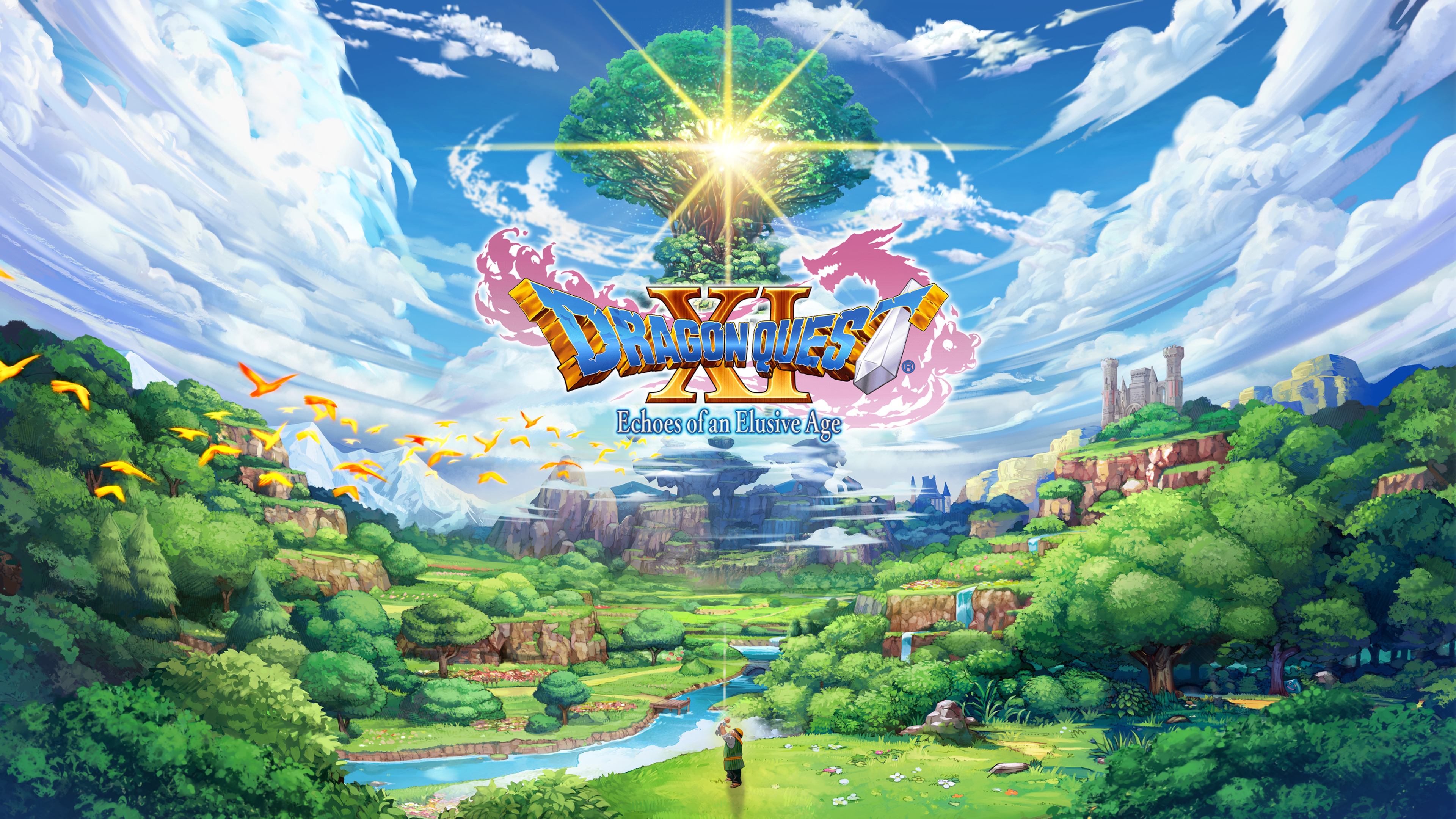 Dragon Quest XI Landscape Art Wallpaper | Cat with Monocle