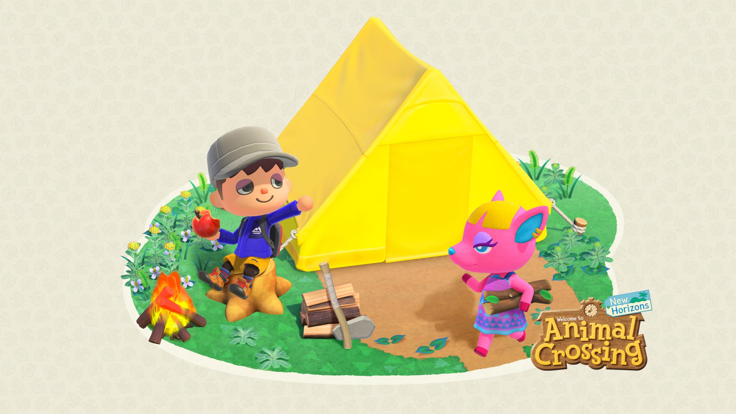 Animal Crossing New Horizons Camping Wallpaper | Cat with Monocle