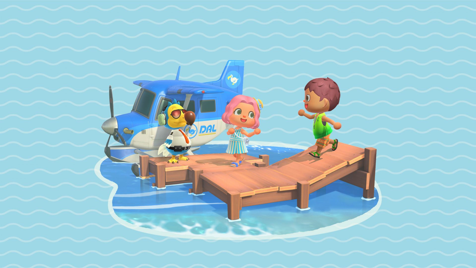 Animal Crossing New Horizons Shoreline Wallpaper Cat with Monocle