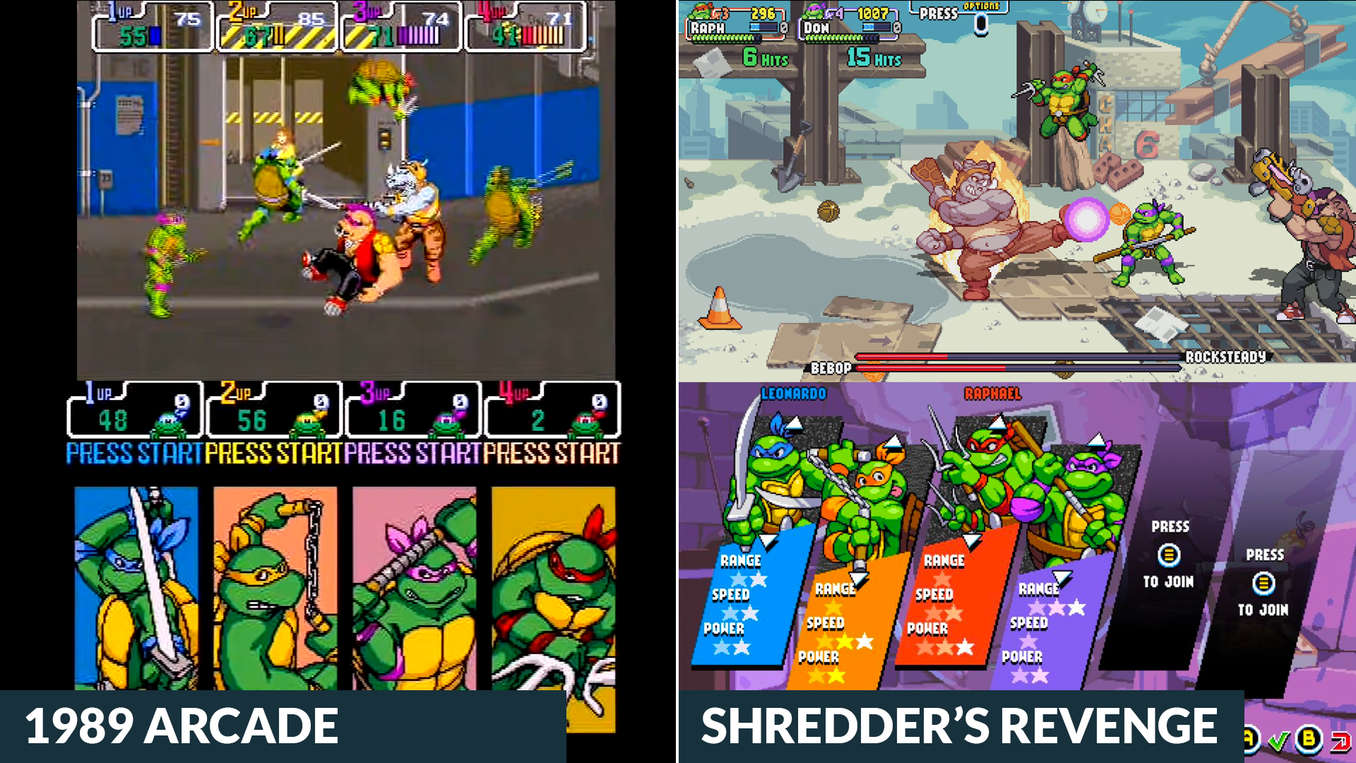 Teenage Mutant Ninja Turtles: 1989 Arcade vs Shredder's Revenge