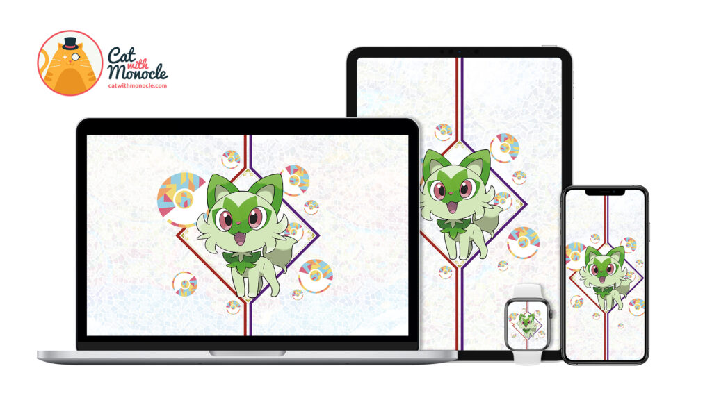 Pokémon Scarlet & Violet Sprigatito Wallpaper - Cat with Monocle